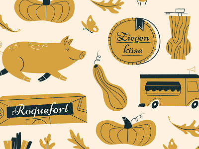 Theresas Küche - Burger cheese editorial illustration pepper pig pumpkin vintage