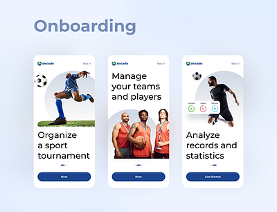 Sport Management App Onboarding Screens basketball football mobile app mobile app design sport sports ui uiux user experience user experience design user interface user interface design ux