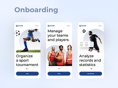 Sport Management App Onboarding Screens