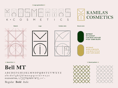 Kamila's cosmetics - rebranding. branding golden ratio goldenratio logo logogeneration minimalist logo