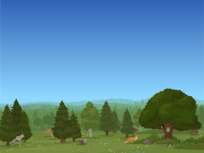 "In the Forest. Summer" animals app illustration forest illustration landscape summer vector