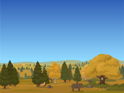"In the Forest. Autumn" animals app illustration autumn fall forest illustration landscape vector