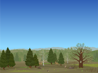 "In the Forest. Spring" animals app illustration forest illustration landscape spring vector