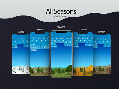 "In the Forest. Seasons" animals app illustration design forest illustration landscape seasons vector
