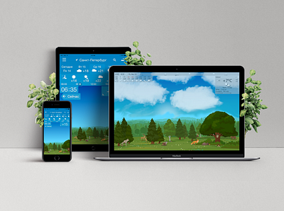 "In the Forest" animals app illustration design forest illustration landscape vector