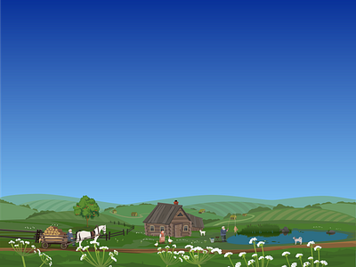"Village. Summer" animals app illustration illustration landscape seasons summer vector village