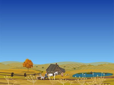 "Village. Autumn" animals app illustration autumn illustration landscape seasons vector village