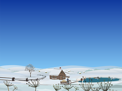 "Village. Winter" animals app illustration illustration landscape seasons vector village winter