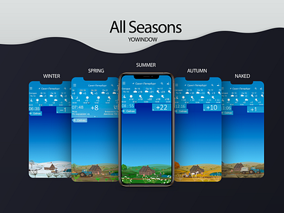"Village. Seasons" animals app illustration illustration landscape seasons vector village