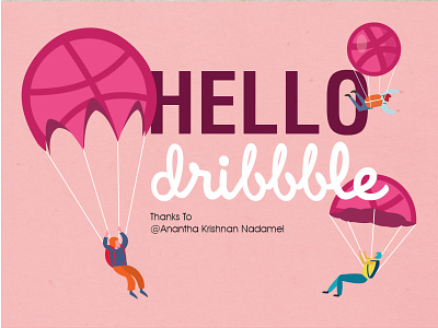 Hello dribbbel! design flat hello dribble illustration illustrator parachute parachute desig simple illustration vector