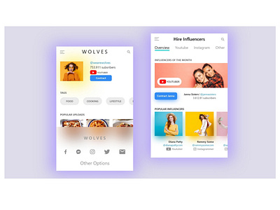 Hire Influencers  App Ui Design