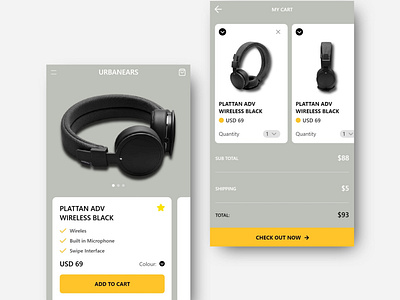 App ui design of headphones shop cart adobe xd app app design branding design logo ui ui ux ui design uiux