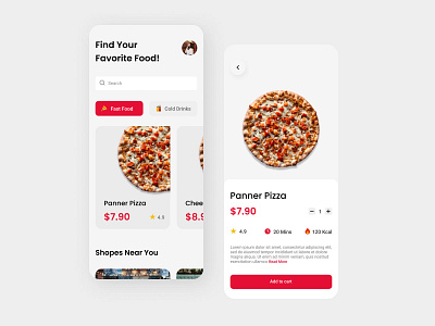 Pizza app ui design app app design app ui design graphic design pizza pizza app ui ui ux ui design uiux
