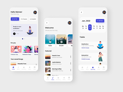 Meditation app ui design