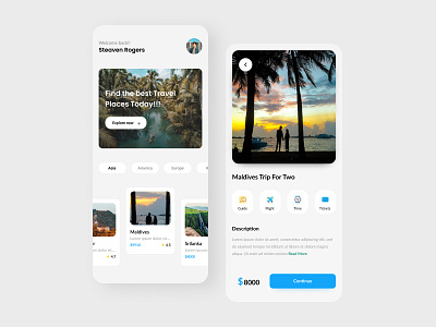 Travel app uiux design