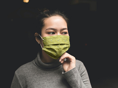 Woman With Facemask Mockup [Free PSD]