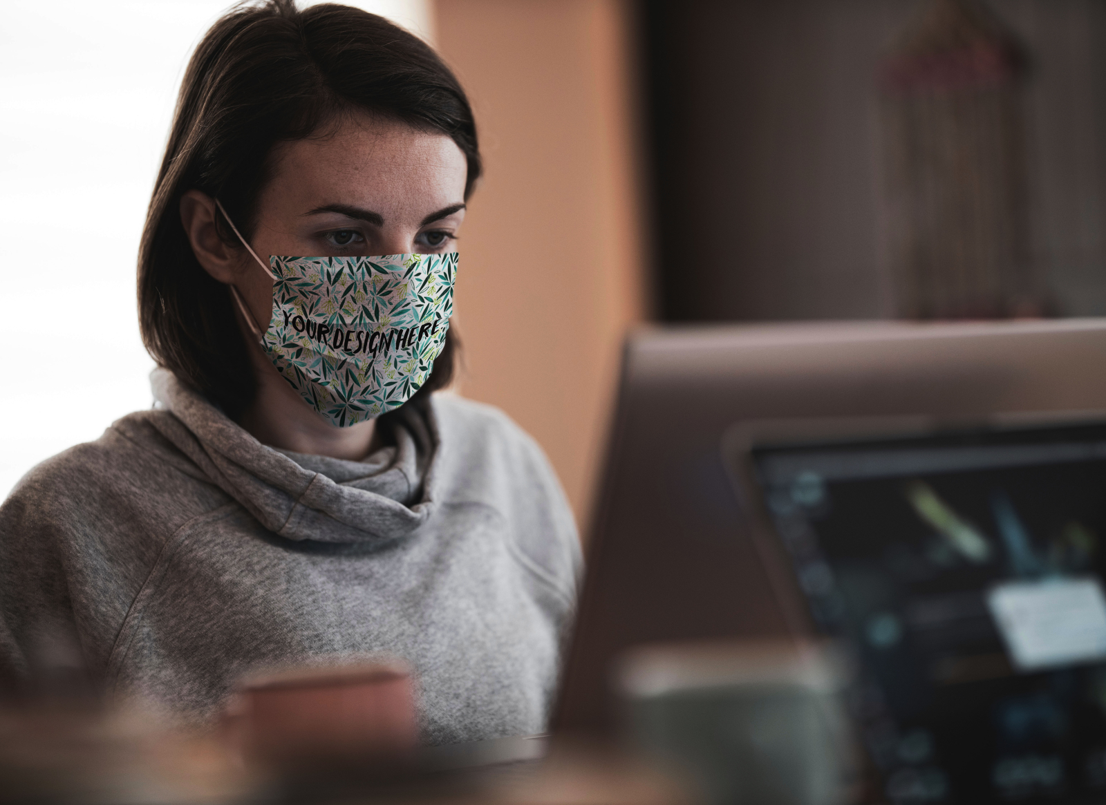 Download Working in Face Mask Mockup Free PSD by Roman Kups on ...