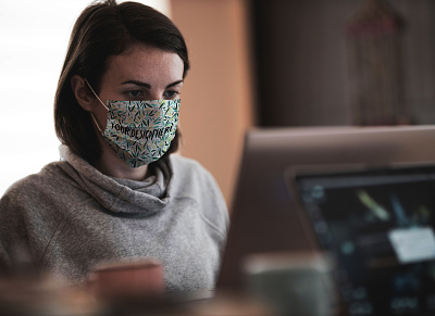 Working in Face Mask Mockup [Free PSD] download face mask facemask free free download free mockup free psd freebie mask mock up mockup office professional work working