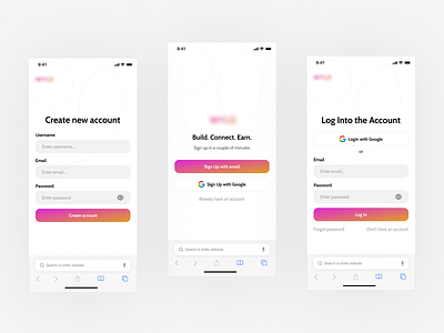 Sign In/Up Mobile Pages - NFT & Metaverse Project crypto design metaverse mobile mobile web nft onboarding product sign in sign up ui ux visual wallet worlds
