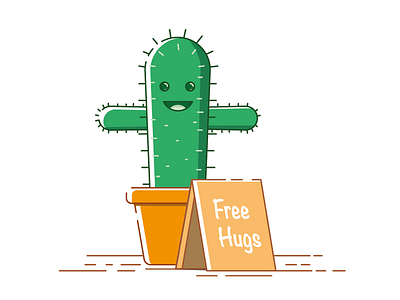 Cactus hug cactus character design flat illustration simple