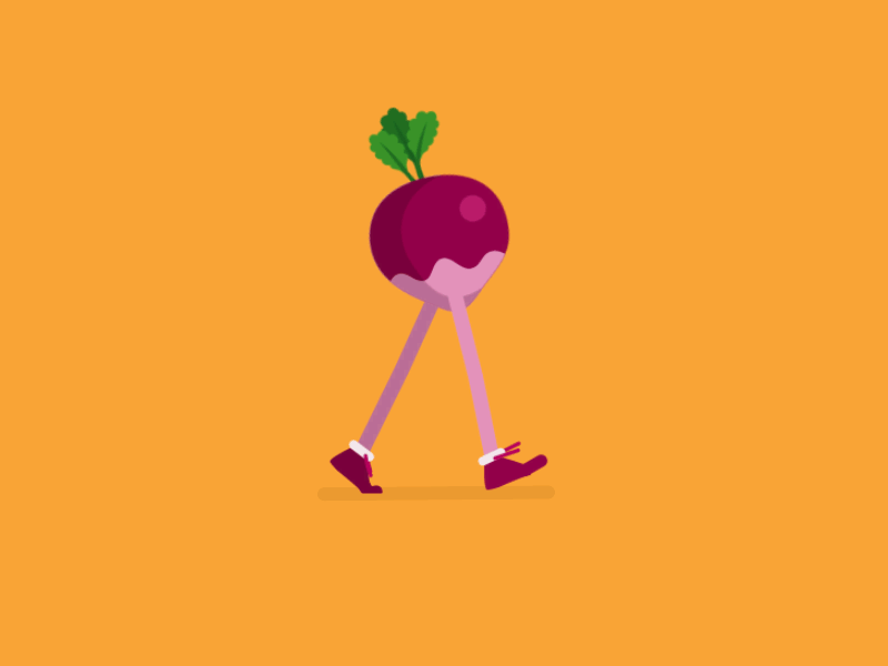 Turnip animated bouncing character cycle food vegetables walk