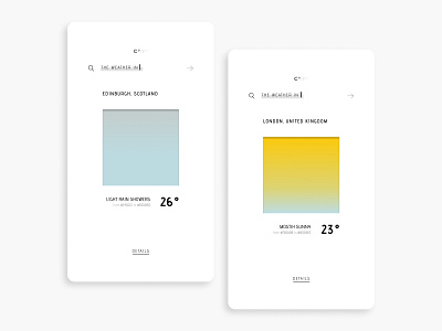 Weather celsius color design minimal mobile weather website