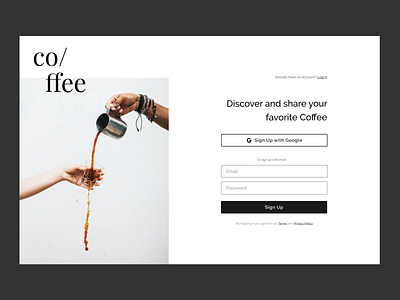 Sign Up coffee form login sign up ui ux website