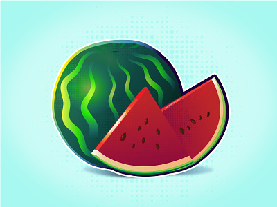 Watermelon I Illustration digital art digital illustration flat fruits illustration illustrator india minimal summer vector vector art watermelon