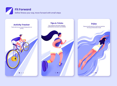 Onboarding Illustration adobe adobe illusrtrator digital art digital illustration fitness app flat illustration india minimal onboarding photoshop purple ui