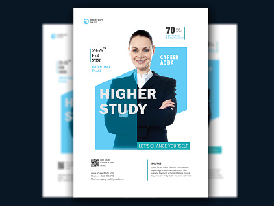 Higher Study Corporate Flyer Design Template a4 flyer branding career adda career adda collage student education education institute marketing minimal student university university student