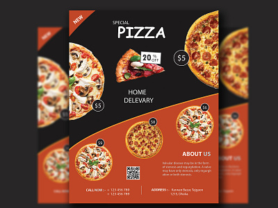 Pizza Delivery Print Ready Flyer Template cafe cafe flyer delicious delivery discount fast food fastfood food food and drink home delivery italian food italian pizza marketing menu menu flyer offers pizza pizza flyer sale