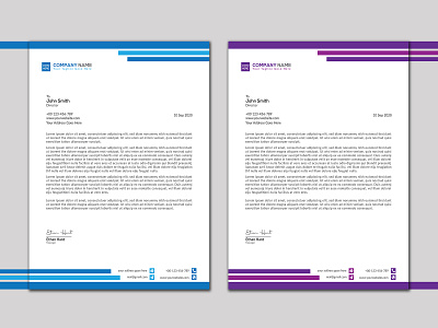 Green and purple Letterhead Design a4 size clean company creative education gradient graphic design green letter size letterhead purple white