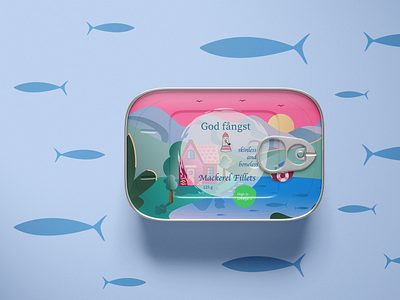 Mock-ups for Danish brand, Mackerel Fillets cans branding design illustration minimal vector