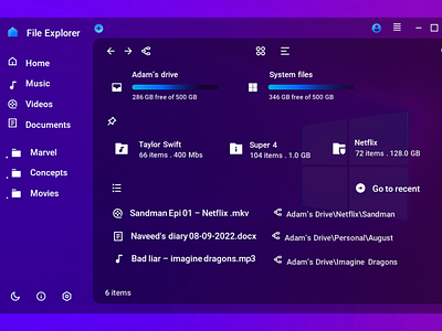 Windows 12 files explorer concept