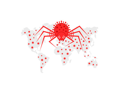 Coronavirus has taken over the planet coronavirus covid epidemic illustration lockdown net pandemia planet spider virus world