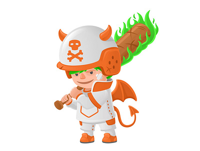 Halloween baseball demon costume children baseball boy character children costume demon halloween holliday vector