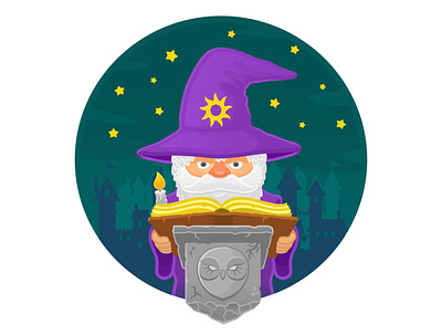 Night wizard character city halloween iilustration magic master owl vector warlock witch wizard
