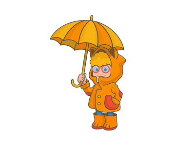 Fox boy autumn autumn character children costume fox orange umbrella vector