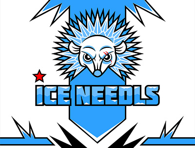 Ice needls hockey uniform print animal character hedgehog hockey illustration needle print snow uniform vector