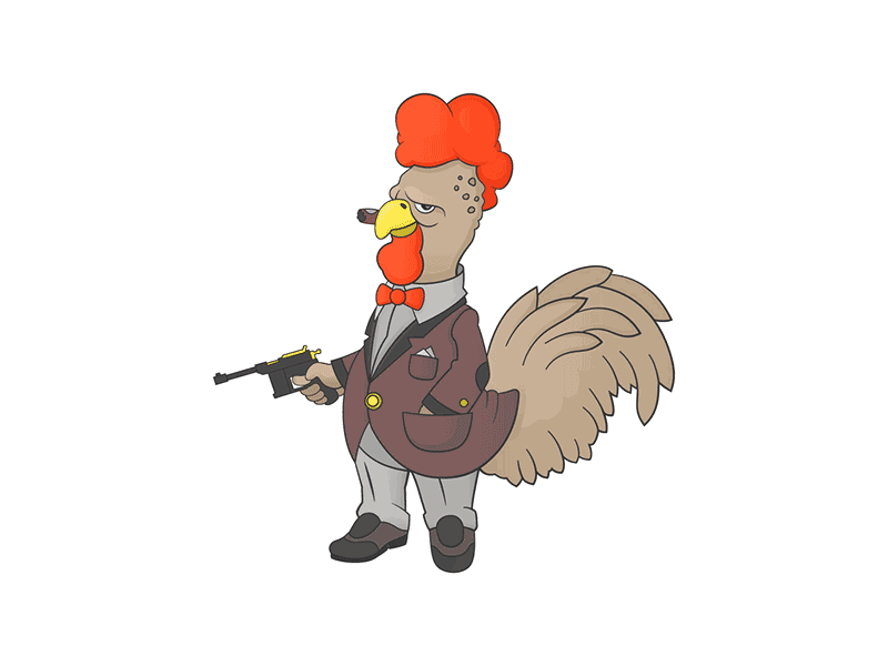 Chicken Mafia Boss boss character chicken gangster gun illustration mafia vector
