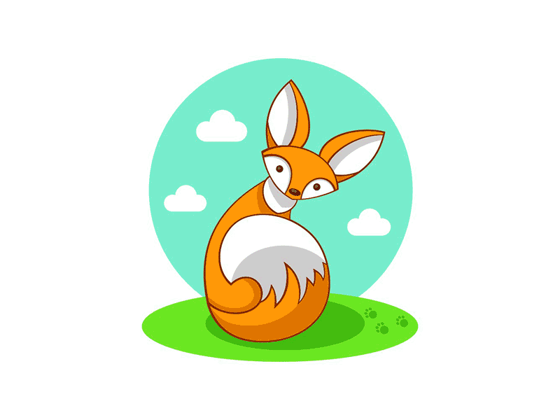 Small fox animal character fox illustration summer vector wildlife