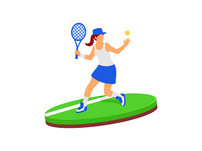 Sport girl play tennis wimbledon vector illustration