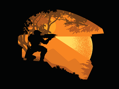 Master Chief chief console game halo helmet illustration master silhouette xbox