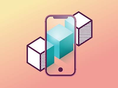 Augmented Reality 1/3 2d 3d cube device iphonex ar isometric photo screen