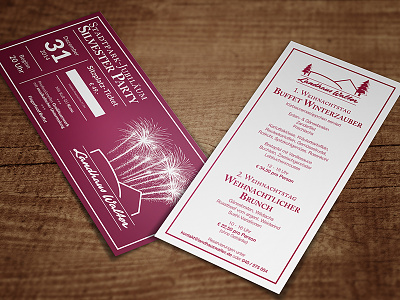 Christmas Menu + New Year's Eve Party Ticket caslon christmas flyer helvetica neue menu new years print restaurant ticket