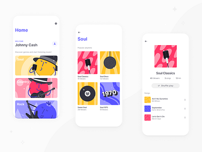 Music App Prototype for Useberry branding design illustration mobile app prototype ui useberry user experience user testing ux