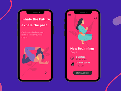 Yoga Mobile app design 003 app app design dailyui exercise flexible illustration mobile mobile design peace ui ux yoga