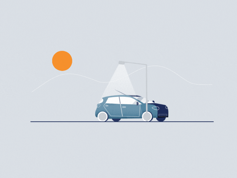 Electric car animation car landscape loop motiondesign motiongraphics mountain road sun