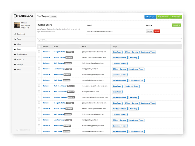 Launching a new team management page clean group postbeyond product product design simple tag team ui ui design ux ux design