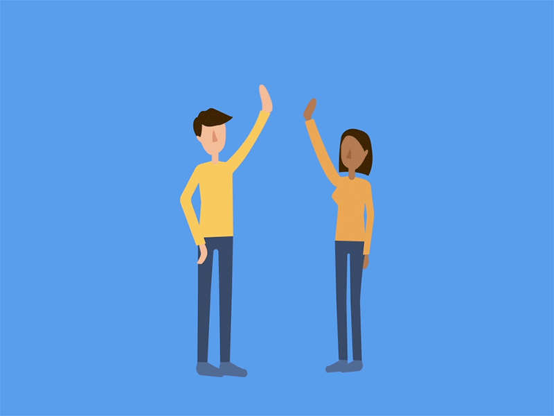 App Onboarding Gif aftereffects animation celebration flat design gif hifive highfive human onboarding pastel yay